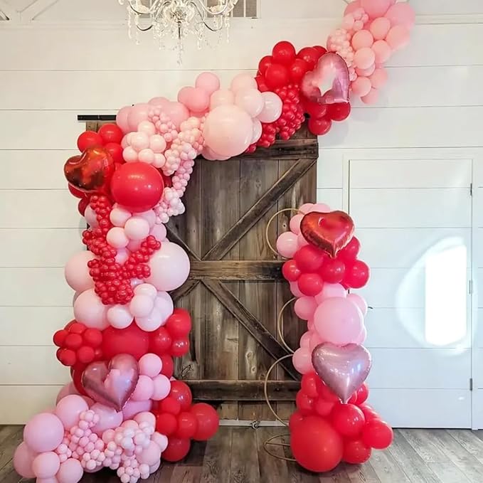 YMSZ Red and Pink Balloons Arch Kit, Valentines Balloons Arch,134pcs Pink and Red Balloon for Birthday, Valentines, Anniversary Party Decorations