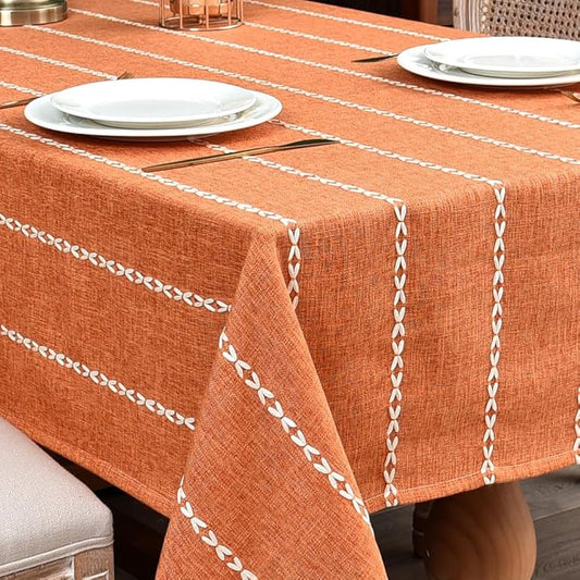 Zobesta Orange Table Cloth Rectangle Table 70 x 53 Inch, Farmhouse Tablecloth Cotton Tablecloth for Rectangle Tables, Washable Dining Table Cover for Halloween,Thanksgiving, Dining, Outdoor,Fall