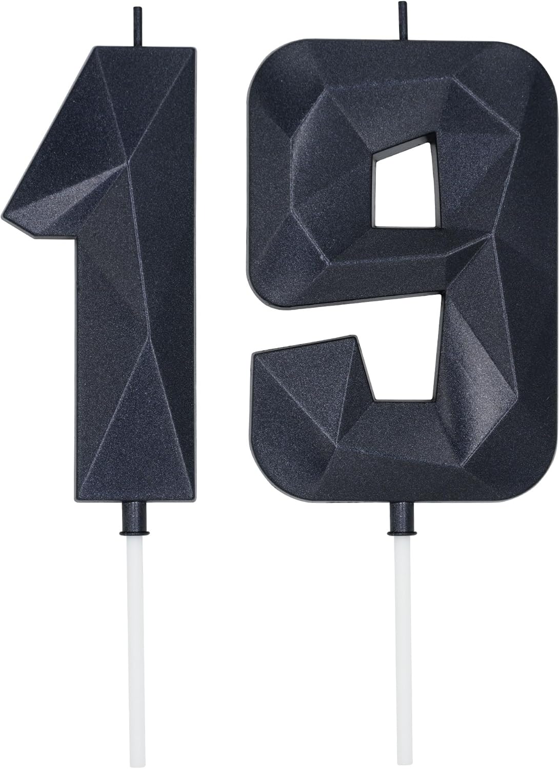 DERVENTA Large Birthday Candle Number 3D Black 3.7 inch Party Celebration Anniversary Decoration Cake Topper 1 Piece (Number 19 Black)