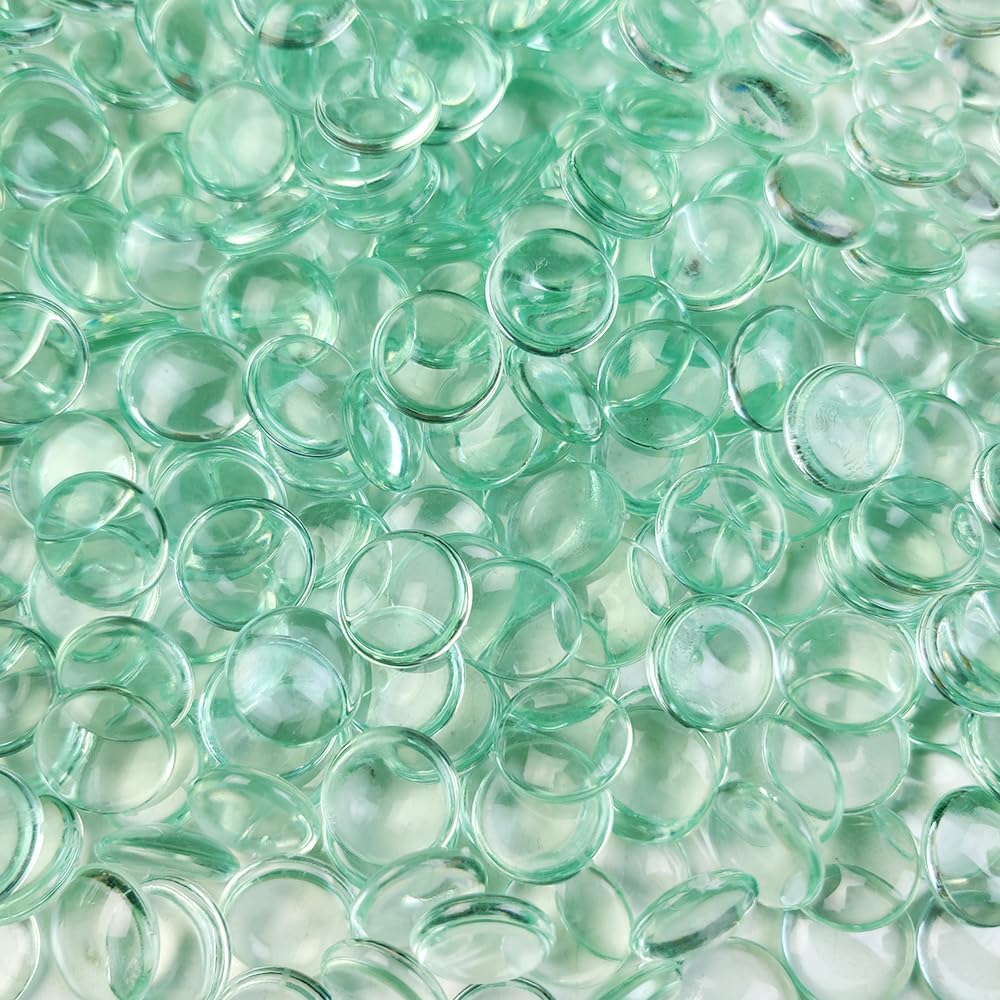 HappyFiller Summer Decor 630 PCS Acrylic Flat Marble 0.6" Fake Crystal Gems for Glass Vase Fillers Candle Holder Decorative Beads,Arts Crafts,Cake Decoration,Party Wedding Centerpieces,Mint(Aqua)
