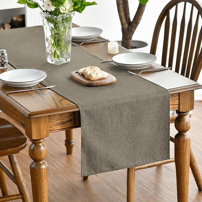 Artoid Mode Coffee Brown Table Runner, Seasonal Fall Washable Kitchen Dining Table Decoration for Home Party Decor 13x60 Inch