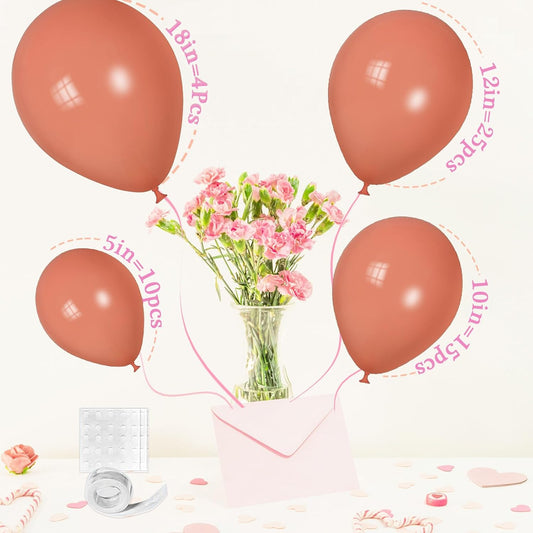 Retro Pink Balloons, Scmdoti Boho Pink Balloons Different Sizes 18 12 10 5 Inches, Rosewood Balloon Garland Arch for Boho Party Birthday Baby Shower Bridal Shower Wedding Decorations(RetroPink)