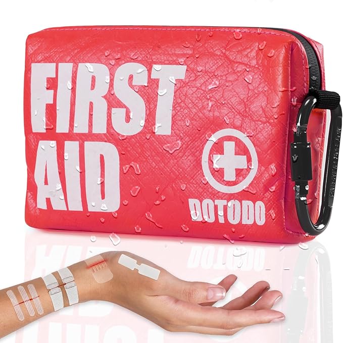 Emergency First Aid Kit Survival - Dotodo Car Medical Kit | Portable Emergency Kit for Trave, Home, Sports, Camping, Dorm, RV, Workplace (Red, 125 PCS)