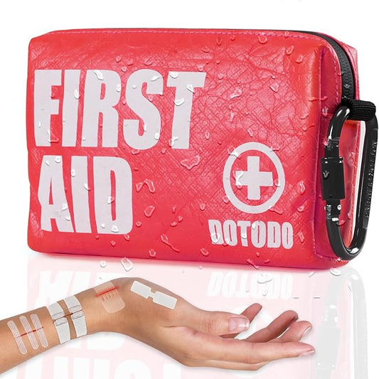 Emergency First Aid Kit Survival - Dotodo Car Medical Kit | Portable Emergency Kit for Trave, Home, Sports, Camping, Dorm, RV, Workplace (Red, 125 PCS)