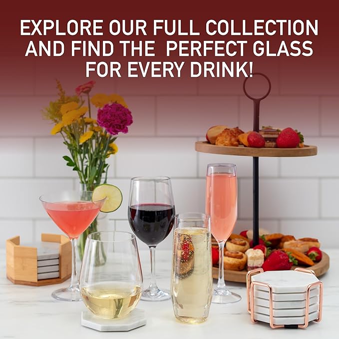 D'Eco Unbreakable Tritan Stemmed Wine Glasses, 12 oz (Set of 8) - Shatterproof, Crystal-Clear, BPA-Free Tumblers – Indoor & Outdoor Cups Great for Parties & Entertaining - Mothers Day Gift for Mom