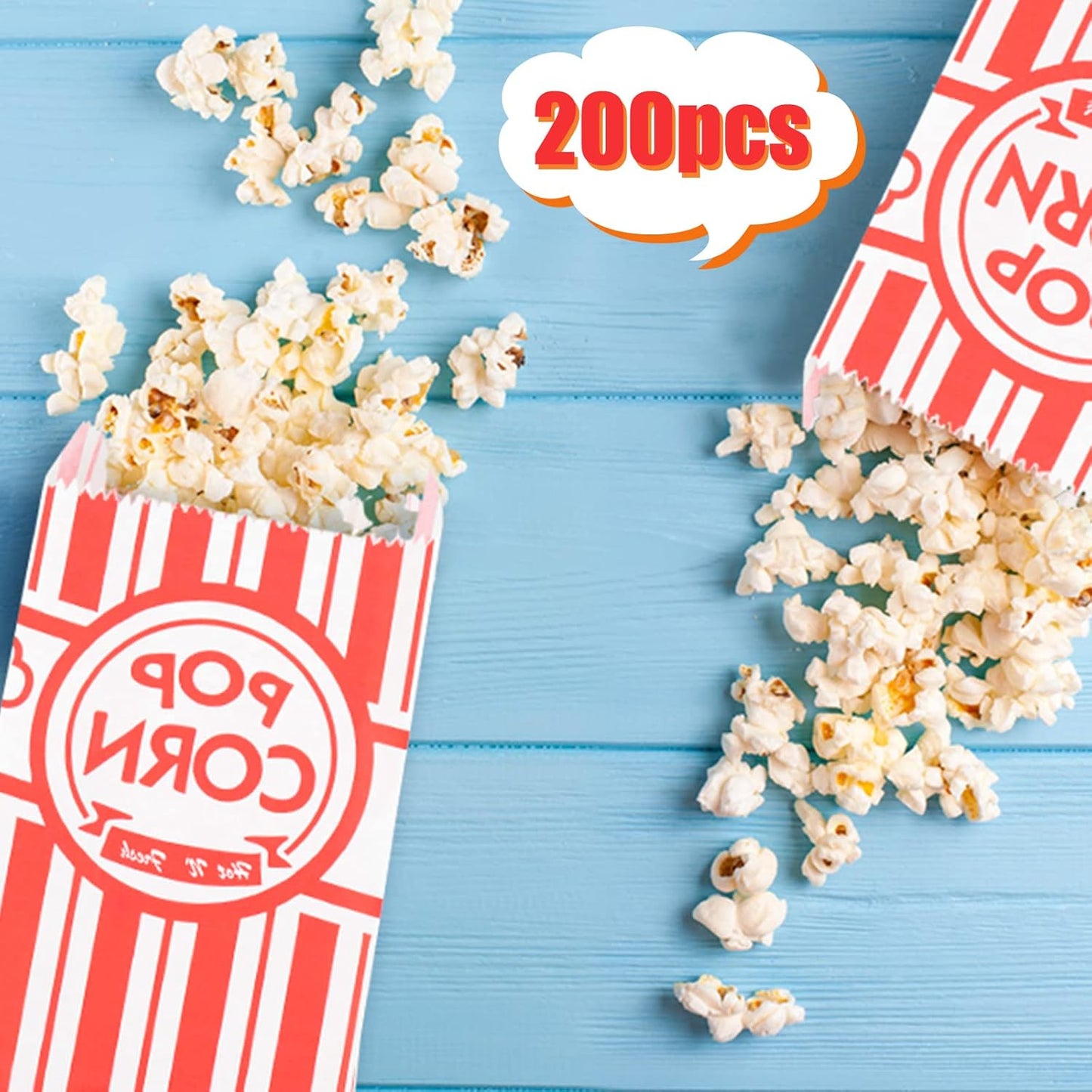 200 Pieces Paper Popcorn Bags, 1 oz Bags Individual Servings for Machine Maker Cart Supplies, Small Mini Pop Corn Bag Bulk Carnival Party