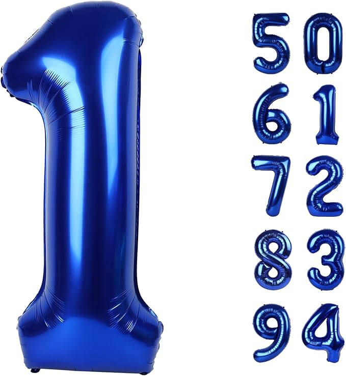 40 Inch Night Blue 1 Balloon for First Birthday, 1st Number Balloons Birthday Decorations for Girl Kids Toddler Baby, One Giant Number 1 Balloon