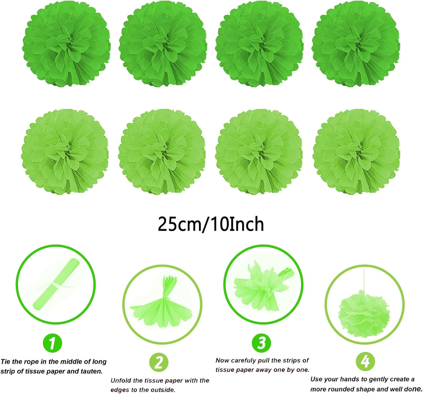 ZERODECO Party Decorations, 41 Pcs Green Papar Fans Pompoms Garlands String Tissue Paper Tassel for Fiesta Home Bridal Baby Shower Wedding Boy Girl Birthday Party