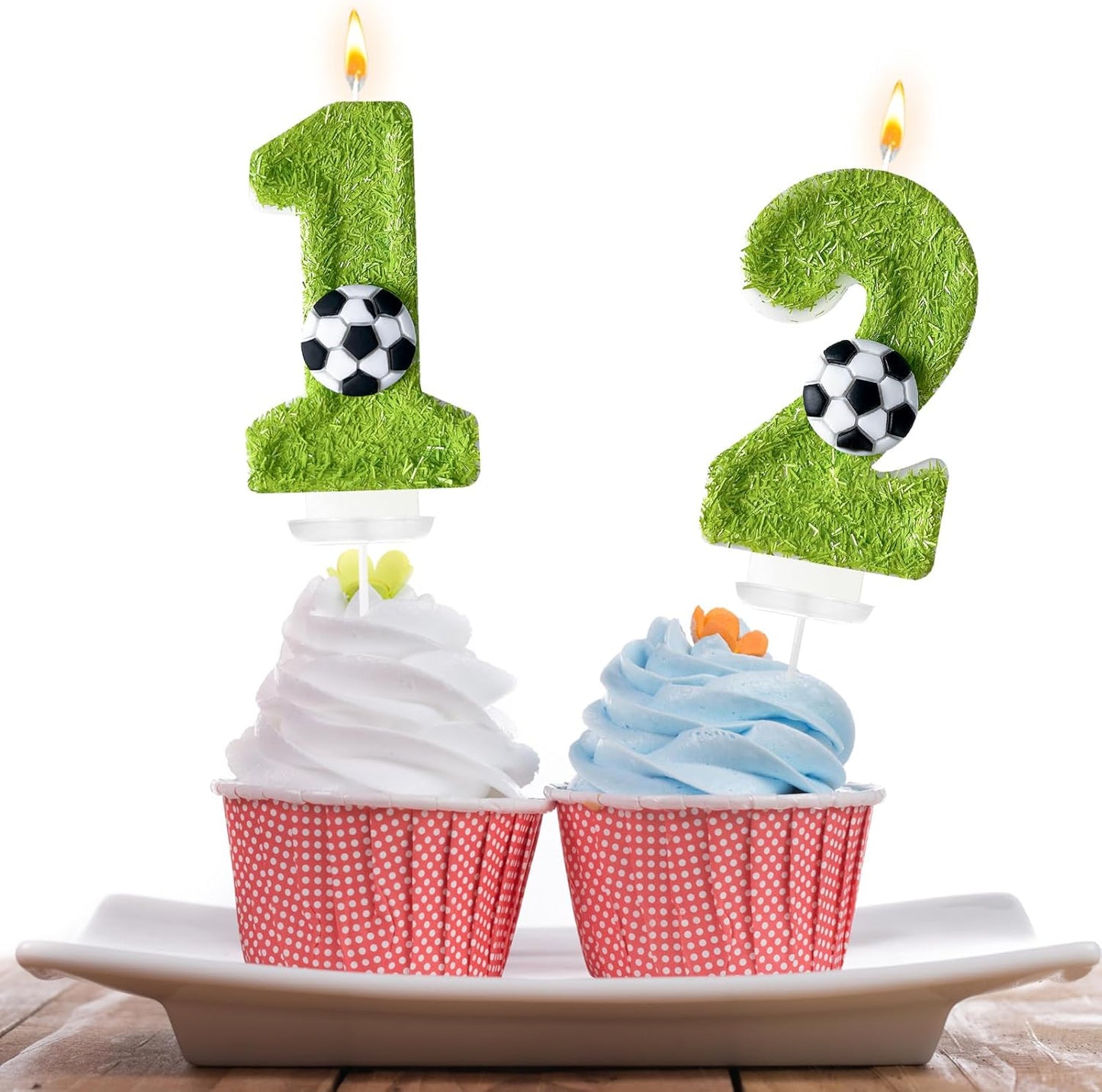 Birthday Candles Numbers，Soccer Birthday Decorations，Suitable for Girl and boy Cake Toppers, Wedding Cakes, Anniversaries, Party Celebrations, Birthday Decorations (Number 12)