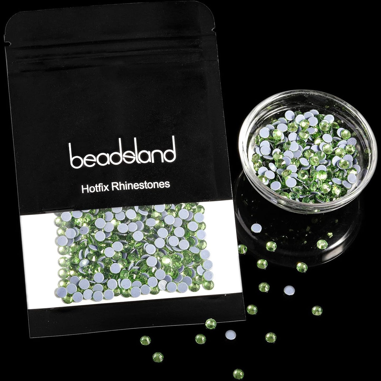 Beadsland Hotfix Rhinestones, 2880pcs Flatback Crystal Rhinestones for Crafts Clothes DIY Decorations, Light Green, SS6, 1.9-2.1mm