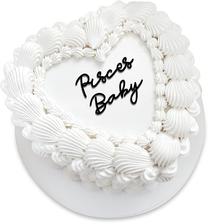 Pisces Cake Topper – Zodiac Birthday Decoration for Pisces Season, Horoscope Party Supplies for Baby or Adult Birthday (Pisces Baby black)