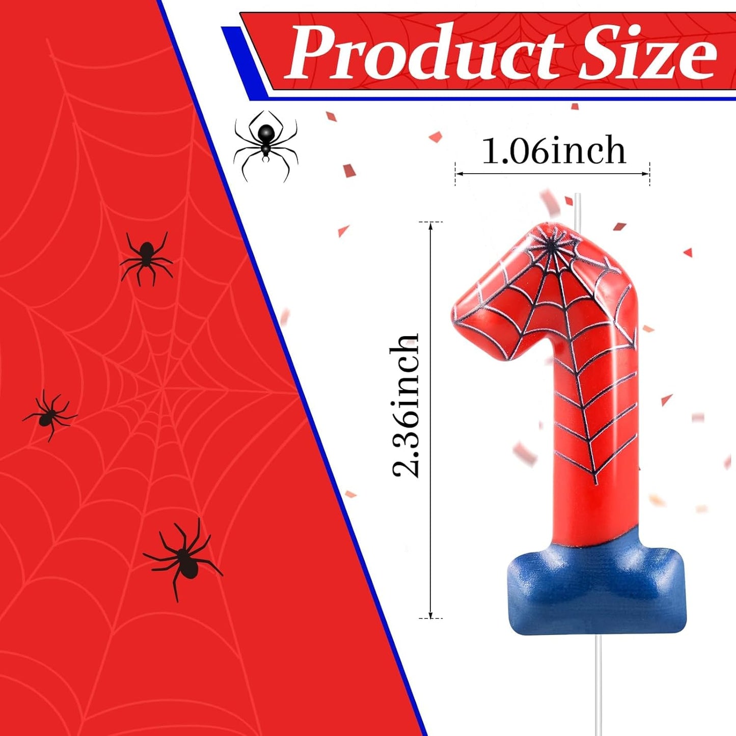 Spider Themed Birthday Candles Number 1 Candle Birthday Cake Candles Party Decoration Cake Topper for Spider Party Decoration Theme Party Supplies (Number 1)