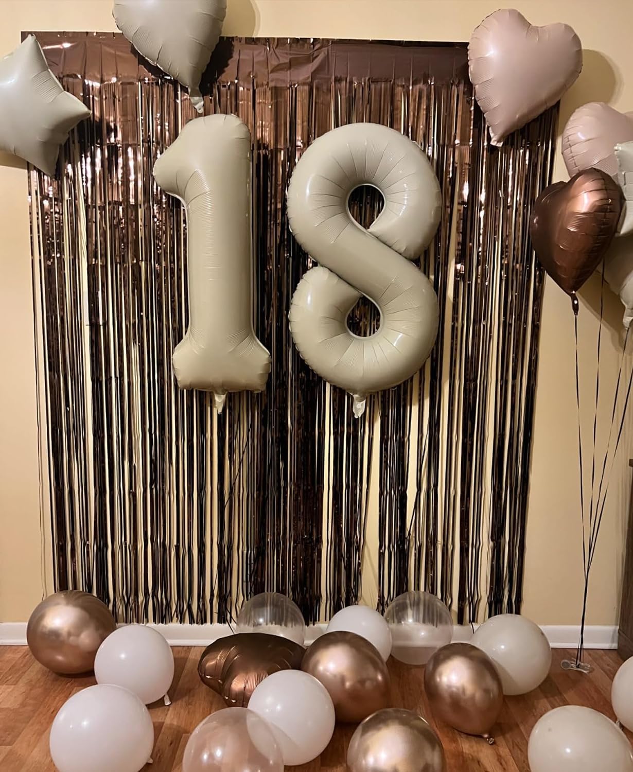 Smlpuame 40 Inch Beige Number 8 Balloons for 8th Birthday Decorations Boys Girl, Giant Self-Sealing Cream Foil Number 0-10 White Sand Balloon for Women Men Party Anniversary Baby Shower Supplies