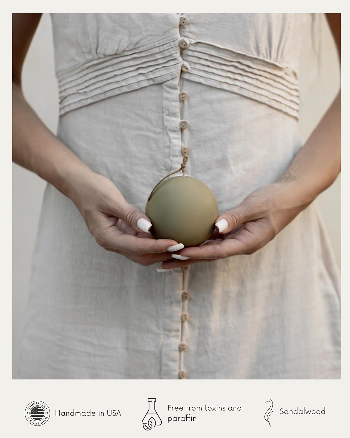 LAWA Sphere Candle - Beautiful Handmade Pillar Scented Soy Wax Elegant Aesthetic Candle Housewarming Gift Home Room Shelf Decor Idea (Earthy Green, Small)