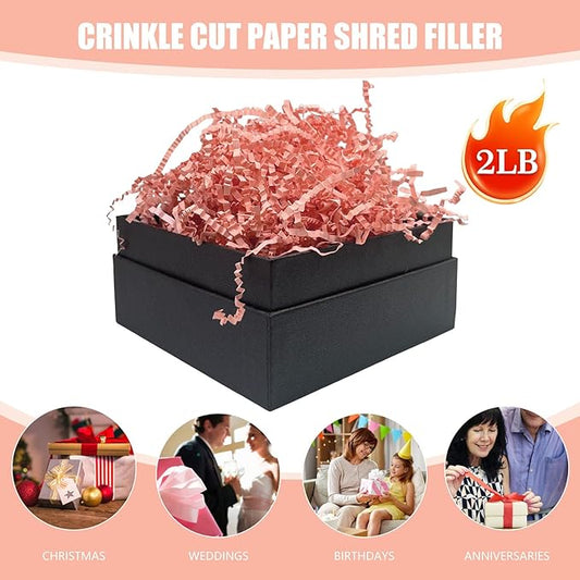 Flesh Pink Crinkle Cut Paper Shred Filler, 2 LB Basket Filler Shredded Paper, Confetti Stuffing for Basket Filling, Halloween, Thanksgiving, Christmas, Birthdays, Gift Wrapping, Stuffer Party Supplies