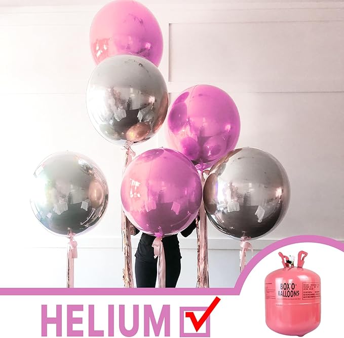 PartyWoo Pearl Pink Foil Balloons 6pcs 22 Inch Large Round Foil Big Giant 4D Jumbo Inflatable Mirror Ball Mylar Balloons for Baby Shower Birthday Gender Reveal Tea Princess Party Decorations