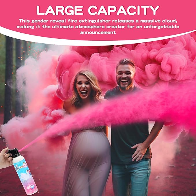 Gender Reveal Fire Extinguisher, 2 Pack Girl Gender Reveal Ideas Party Decor, Biodegragable Gender Reveal Party Supllies (Large)