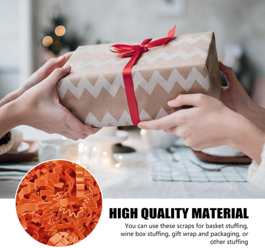 ZEBMOON 1 LB Orange Crinkle Cut Paper Shred Filler Great for Gift Wrapping, Basket Filling, Birthday, Wedding, Halloween, Thanksgiving, Christmas Day, New Year Party Decorations Filling Supplies