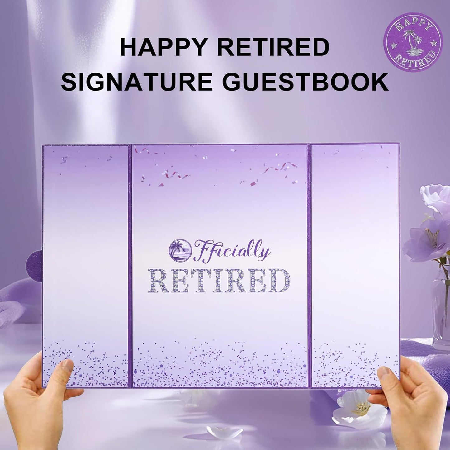 Purple Retirement Party Decorations Large retirement Card for Signing Giant Guest Book Alternative Happy Retirement Card for Woman/Men