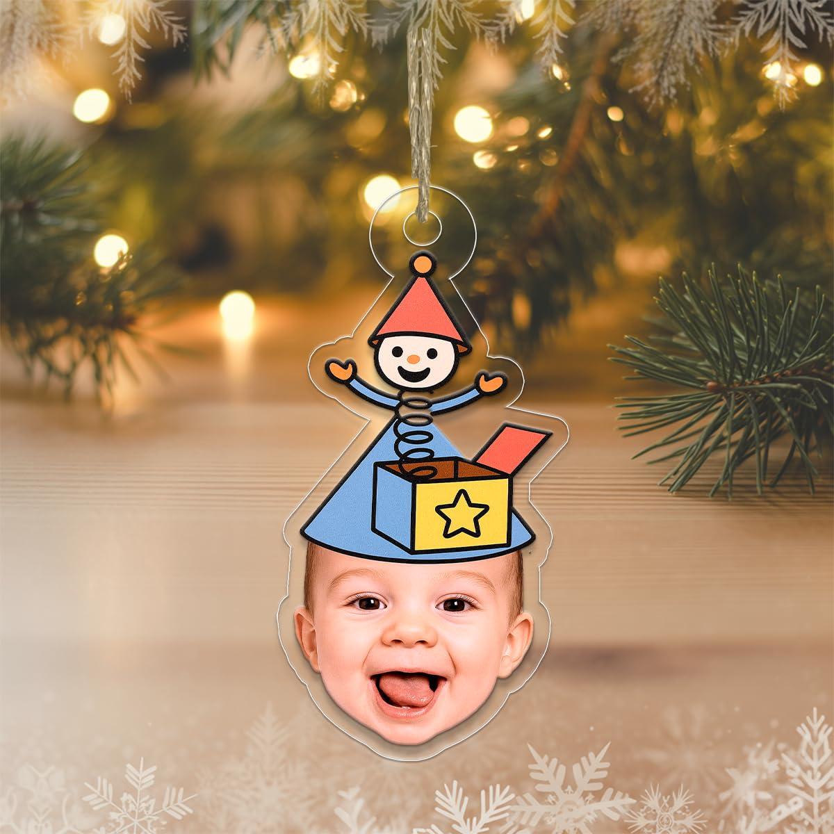 Custom Photo Baby with Funny Hat Ornament, Personalized Baby Christmas Ornament, Cute Holiday Decoration, Family Keepsake Gift Acrylic Ornament – Personalized Christmas Tree
