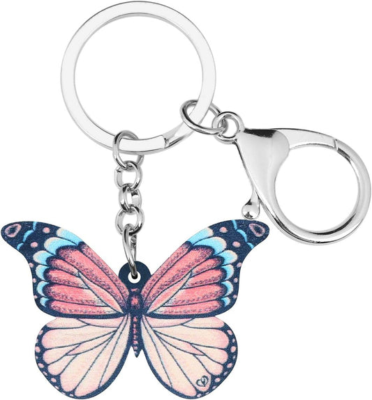 BONSNY Morpho Menelaus Butterfly Key Chains for Women Car Purse Bag Rings Pendant Charms