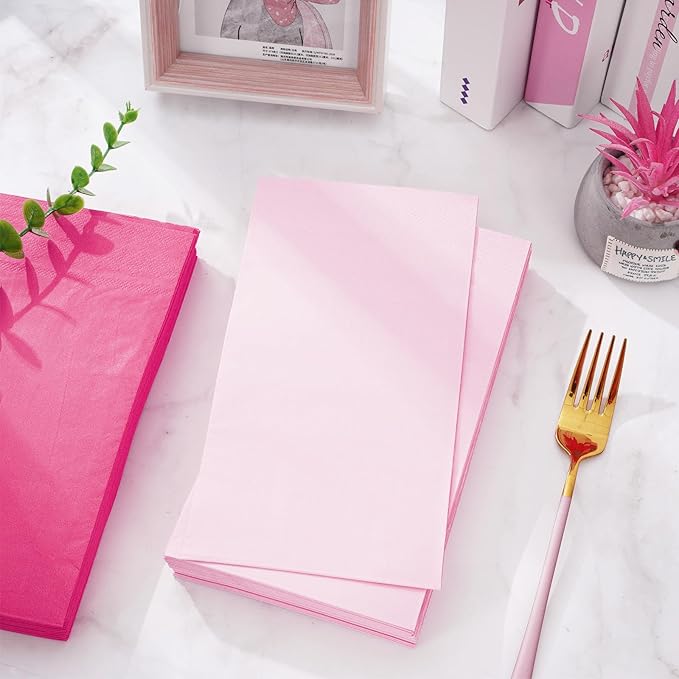 Whaline 150 Pack Pink Guest Napkins 4.3x7.8 Inch 3 Colors Hand Napkin Towel Pink Theme Disposable Paper Napkin Dinner Napkins for Party Celebration Gathering Supplies Table Decorations