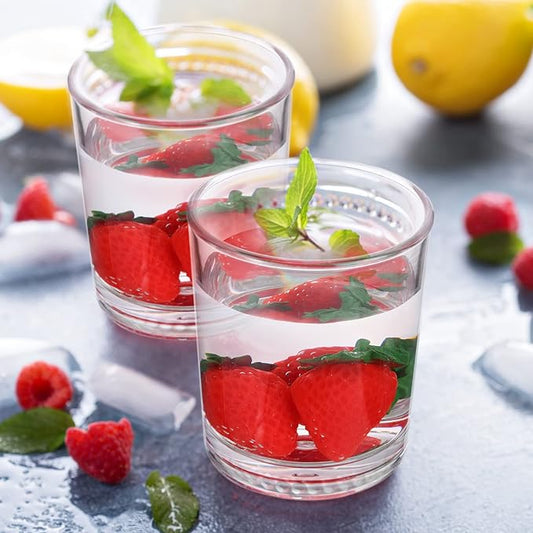 Gerrii 24 Pcs Clear Plastic Tumblers Drinking Cups Reusable Unbreakable Juice Acrylic Glasses Dishwasher Safe Plastic Glasses for Adults Picnic Party Kitchen (8 oz,Classic)