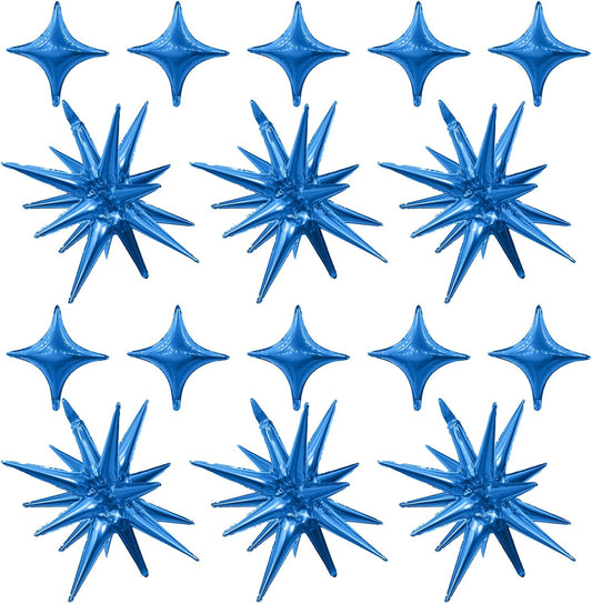 Blue Star Balloon,Dark Blue 6Pcs 22Inch Explosion Star Balloons and 10Pcs 10Inch Four Angle Balloons Kit for Birthday Graduation Anniversary Baby Shower Wedding Party Decorations