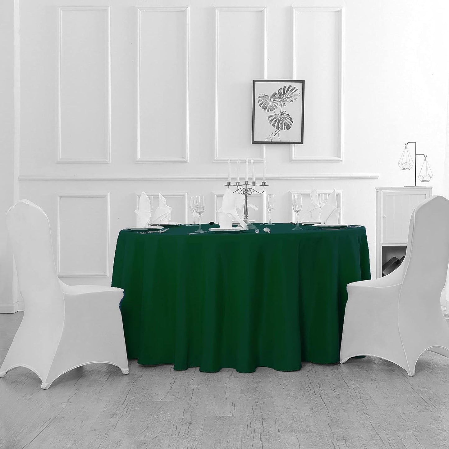 70 inch Round Tablecloth Washable Polyester Table Cloth Decorative Table Cover for Wedding Party Dining Banquet（70 inch, Hunter）