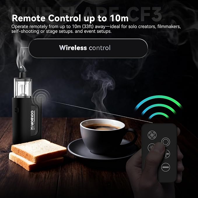COLBOR CF3 Fog Machine 30W Portable Fog Machine Mini Smoke Machine for Photography with 60° Tilt-Protection for Outdoor Party Cosplay Halloween Rechargeable Smoke Machine Fog