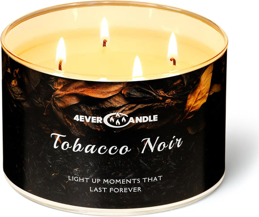 Over 50 Hours Jar Candle - 4-Wick Long-Lasting Scented Candles, 18oz Natural Soy Wax Candle for Home, Candle Gifts for Women & Men, Tobacco Noir