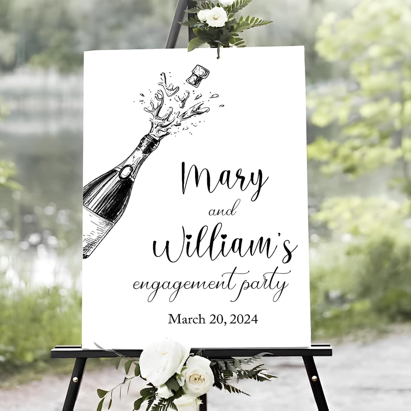 Engagement Welcome Sign, Champagne Personalized Engagement Party Sign, Engagement Party Welcome Sign, Engagement Signs For A Party, Rustic Engagement Decor