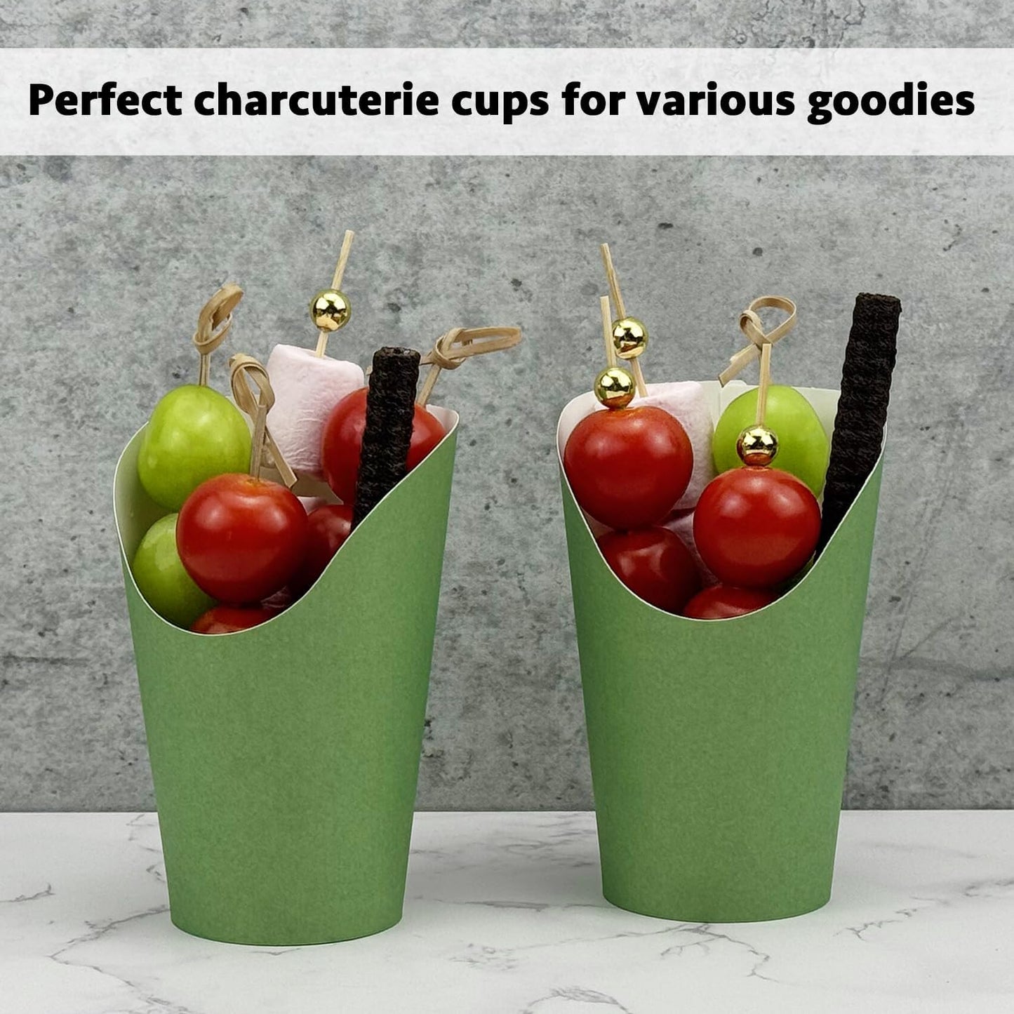 CAMKYDE 100 Pcs French Fries Holder, 12oz Disposable Paper French Fry Cups Sage Green Charcuterie Cups for all Occasions (12oz, Sage Green)