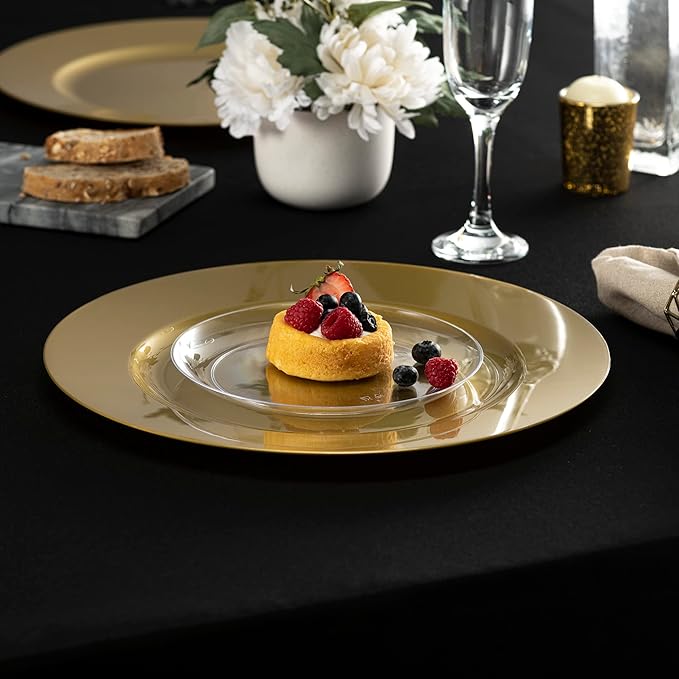 13'' Party Chargers Large Plates & Platters Great for Elegant Party's Weddings Tableware Great for Serving dish Gold Pack of 6