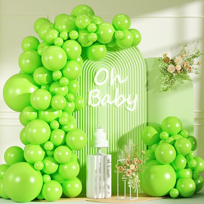 99pcs Lime Green Balloons, 18/12/10/5inch Light Green Balloon Garland Arch Kit for Dinosaur Baby Shower Jungle Birthday Wedding Christmas Football Golf Party Decorations