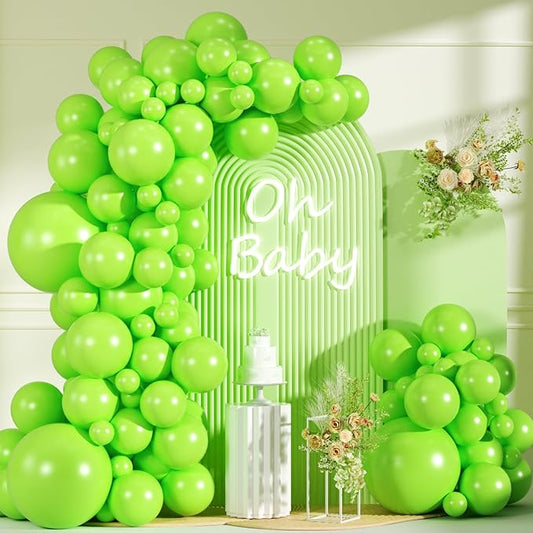99pcs Lime Green Balloons, 18/12/10/5inch Light Green Balloon Garland Arch Kit for Dinosaur Baby Shower Jungle Birthday Wedding Christmas Football Golf Party Decorations