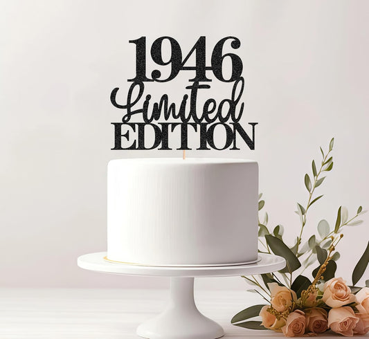 Limited EDITION 1946 Cake Topper - Black Glitter Happy 79th Birthday Party Cake Decoration Supplies, Cheer to 79 Years Cake Bunting Decor for 79th Birthday Party Photo Booth Props