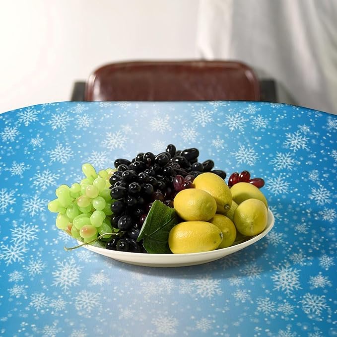 YCness Winter Christmas Snowflakes Tablecloth, Blue Gradient Table Cover for Kitchen Holiday Living Room Home Bedroom Party Table Decor 60x120 Inch