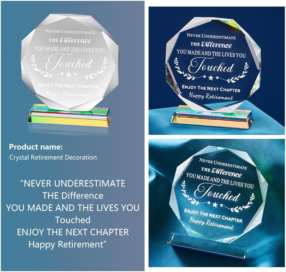 Retirement Gifts for Men Women 2025 Happy Retire Present Decorations Crystal Plaque Keepsakes Best Retirement Gift Ideas for Boss Coworker Retired Teacher Doctor