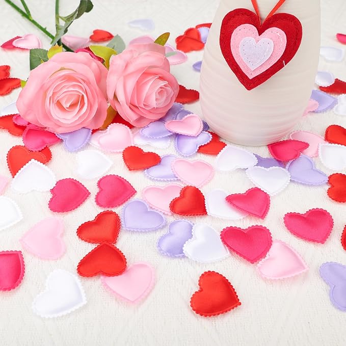 HSONAIGEE 500 Pieces Heart Confetti Decoration, 1.4 Inch Sponge Heart Table Petal Mixed Colors Romantic Decor for Valentine's Day Wedding Birthday Mother's Day