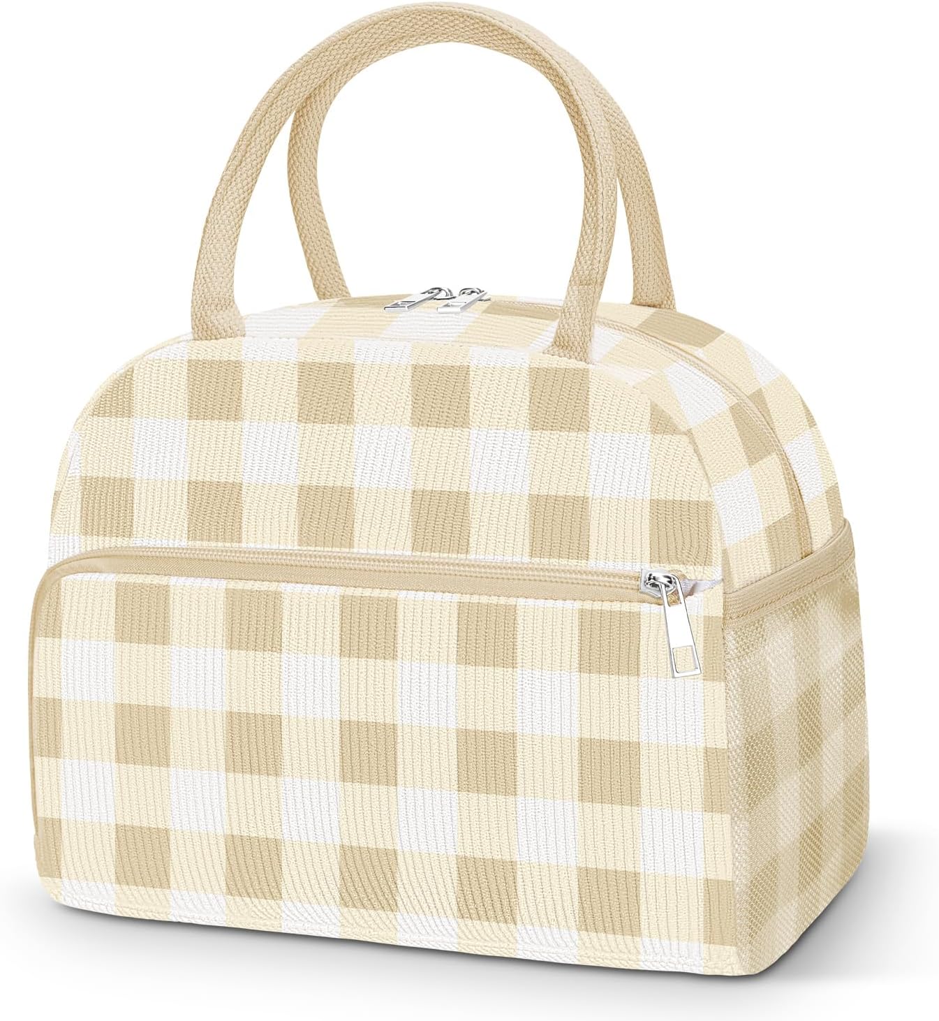 Coobiiya Lunch Bag for Women Men, Cute Corduroy Lunch Tote Bags Insulated Reusable LunchBox Large Capacity Cooler Bag for Work Travel Picnic