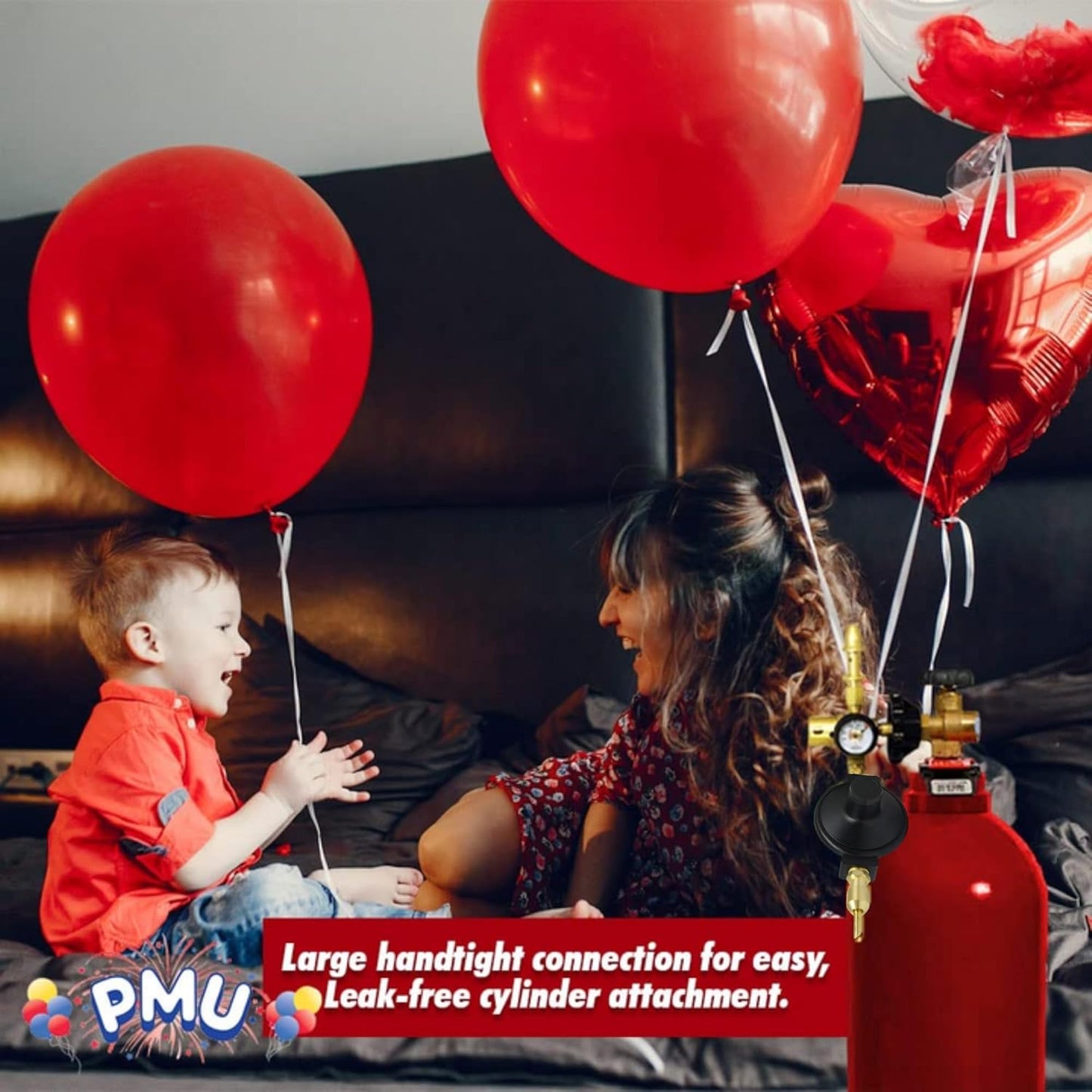 PMU Helium Balloon Filler Air Flow Inflator Regulator Automatic Shut-Off For Latex & Mylar Balloons, Gas Saver – Mixes 40% Air with 60% Helium to Minimize Balloon Gas Usage
