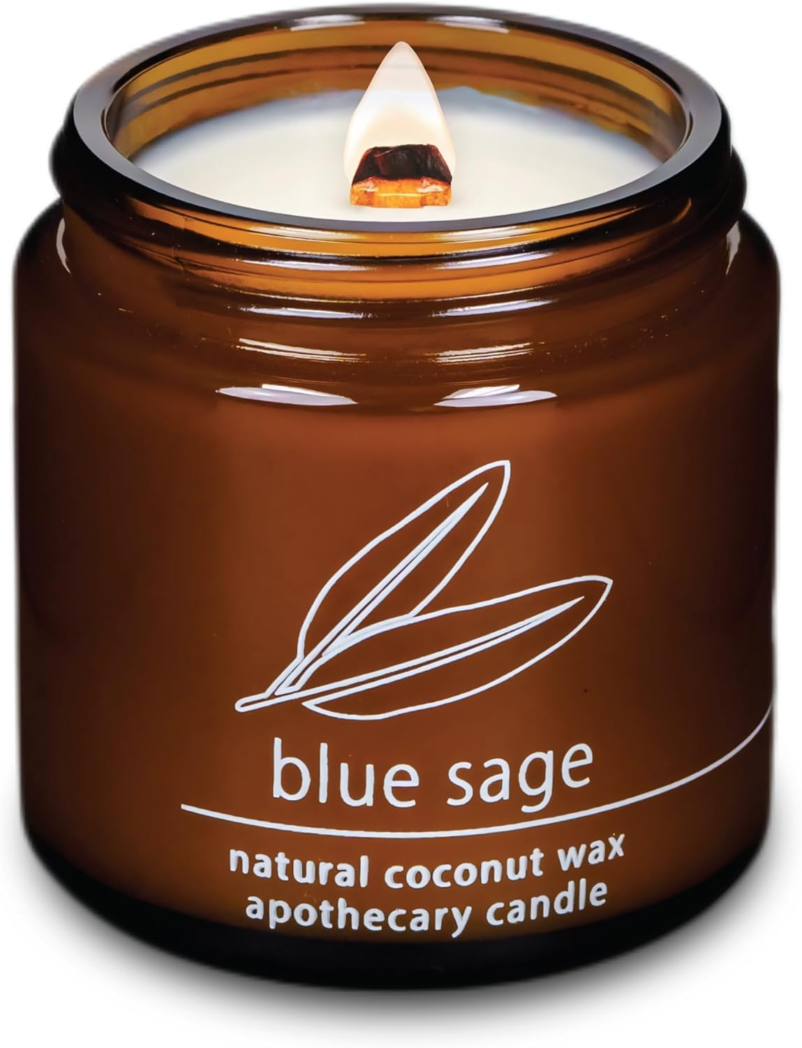 Hemlock Park Crackling Wood Wick Candle Handcrafted with Natural Coconut Wax (Small 4 oz, Blue Sage)
