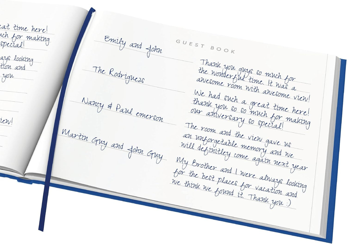 Useful Co. Classic Black Guest Book, Guest Book Alternative for Party, Sign in Book, Vacation Home, Funeral Guest Book, Hardbound Guestbook, Leather Cover, 112 Pages, 9 x 7 Inches - Blue
