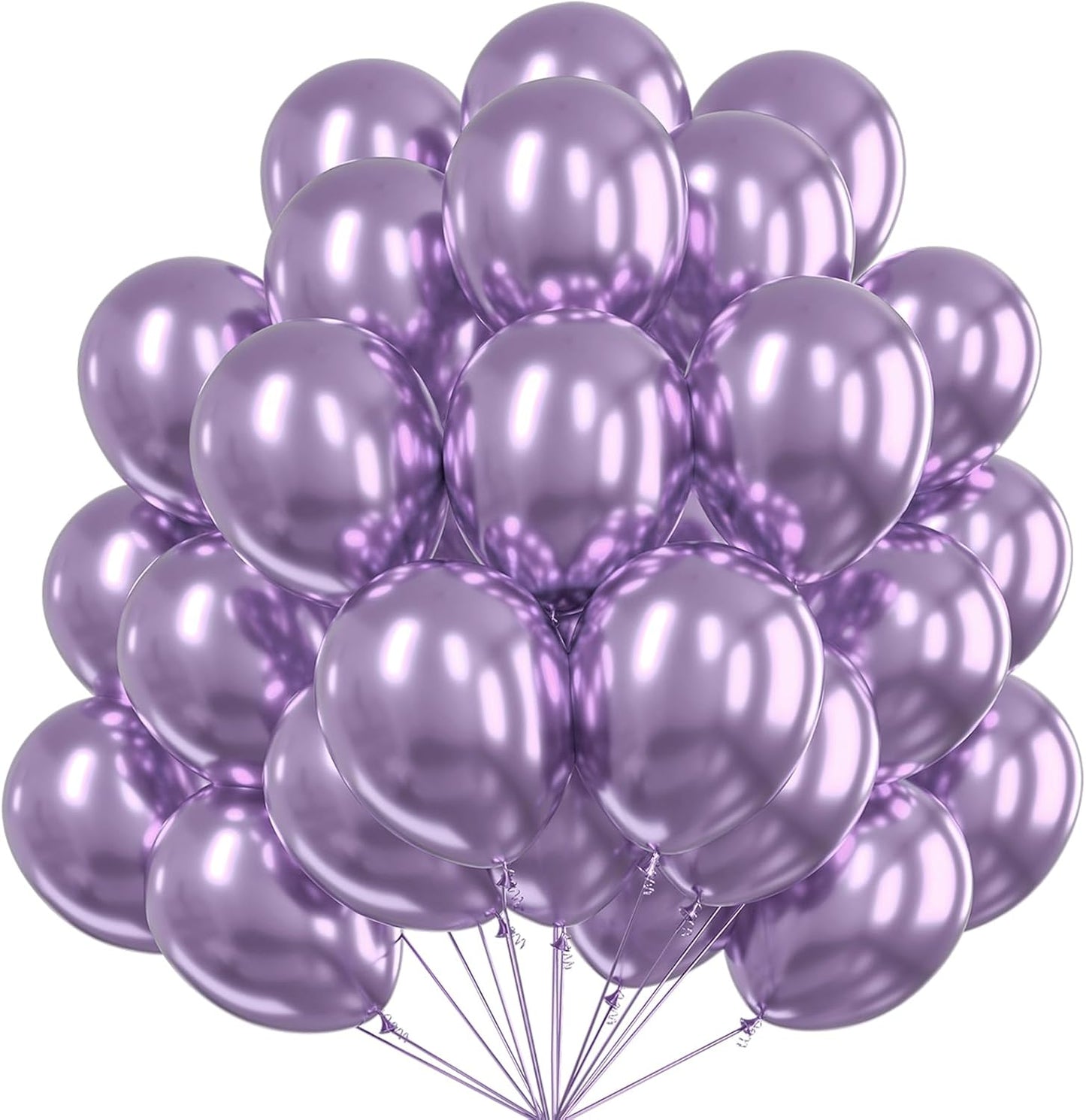 PartyWoo Metallic Purple Balloons 50 pcs 12 Inch Metallic Lavender Light Pastel Purple Lilac Latex Helium Balloons for Graduation Baby Shower Wedding Butterfly Birthday Party Decorations Purple-G130