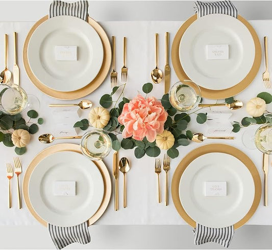 MAONAME Gold Charger Plates Set of 12, 13-Inch Round Plate Chargers for Dinner Plate, Plastic Table Chargers for Wedding Decor, Party