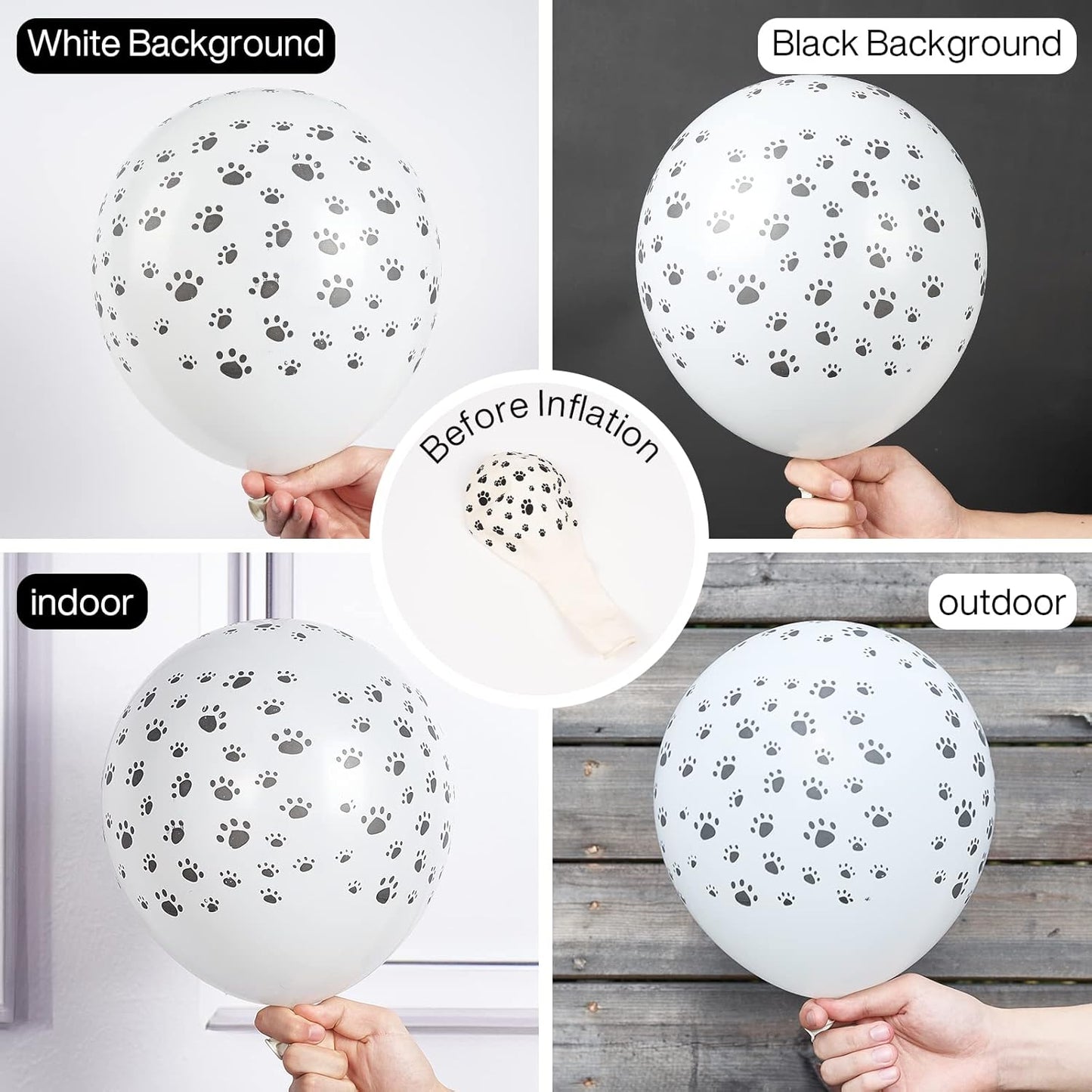 PartyWoo Paw Balloons 50 pcs 12 Inch Matte White Dog Paw Print Latex Helium Balloons for Dog Animals Theme Party Birthday Party Decorations