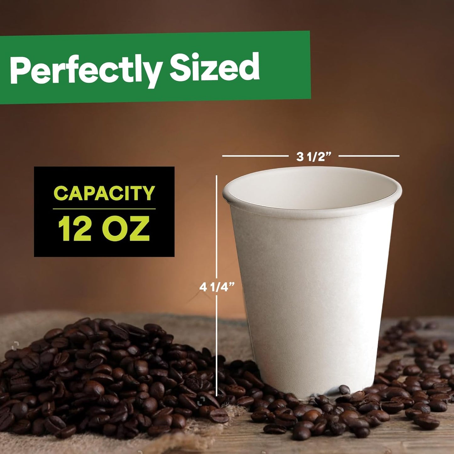 EconoHome 12 oz 50 Pack Disposable Coffee Paper Cups - Paper Cups for Hot and Cold Drinks, Tea, Water, and Juice