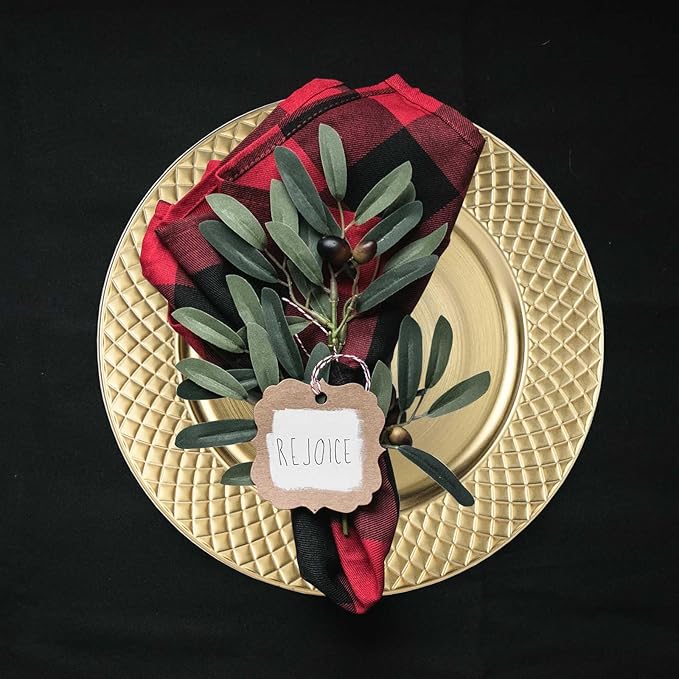 13" Charger Plates Set of 6, Antique Charger Plates Bulk Wedding, Round Dinner Chargers for Party, Birthday (Gold)