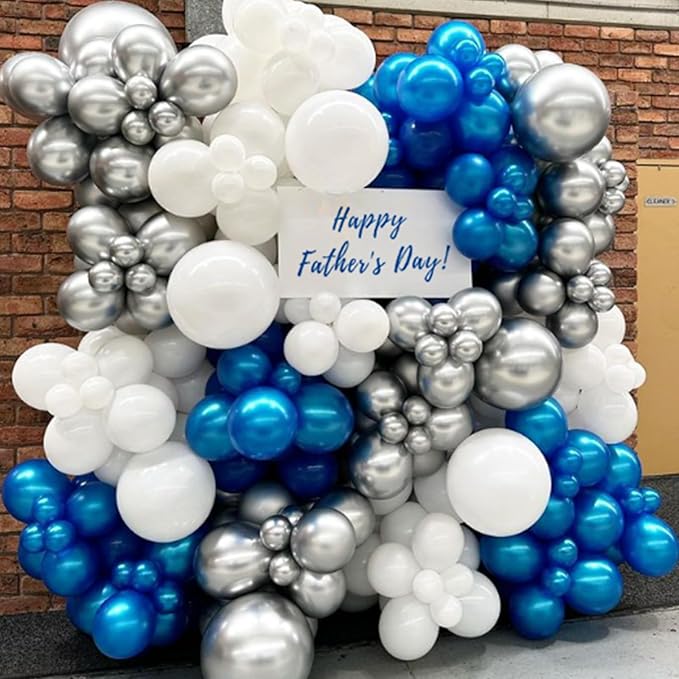 Metallic Blue Balloons 12 inch, Chrome Blue Latex Balloons 50pcs Party Balloons for Graduation Christening Baby Shower Birthday Party Decorations